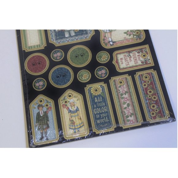 Graphic 45 Penny's Paper Doll Family Die Cut Chipboard Tags Scrapbook - Picture 3 of 6